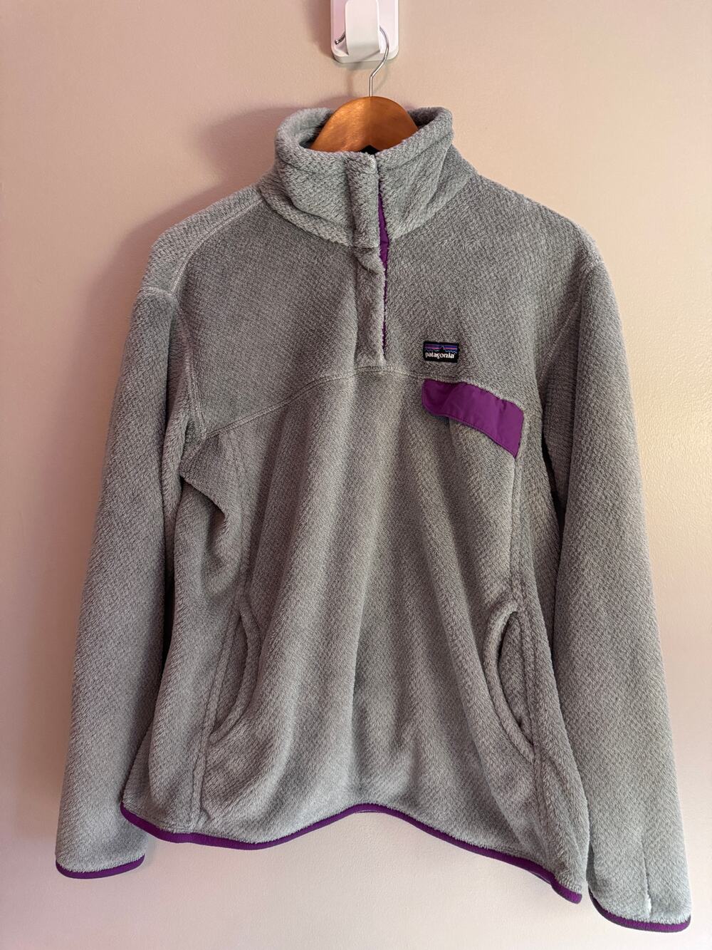 Patagonia Women’s Re-Tool Snap-T Fleece Pullover Gray Purple Size XL
